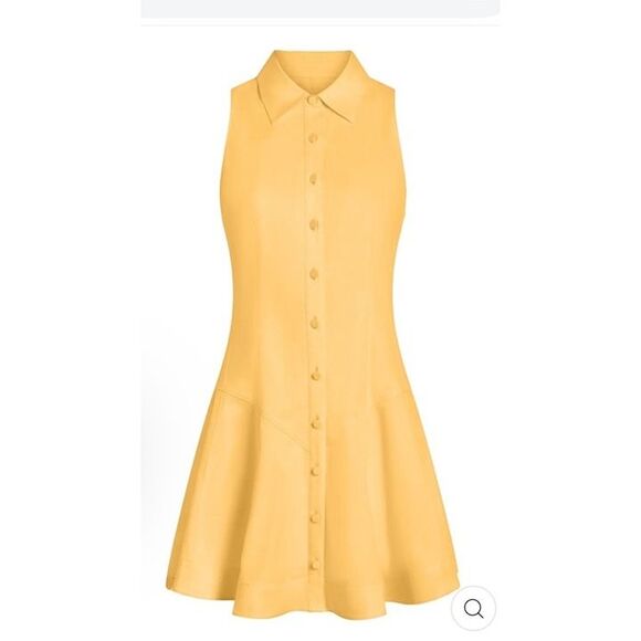 NWT Cinq a Sept 5a7 Womens Poppy Mini Button Up Shirt Dress Ginger Yellow Size 4 - Picture 1 of 10